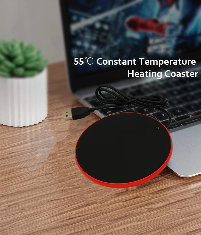 Mini Portable USB Cup Warmer 3 Gear Coffee Mug Heating Coaster Smart Thermostatic Hot Plate Milk Tea Water Heating Pad Heater