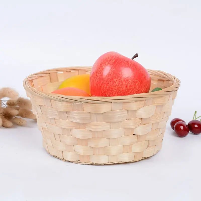 Bamboo Woven Bread Basket Fruit Vegetables Egg Storage Basketry Snacks Container