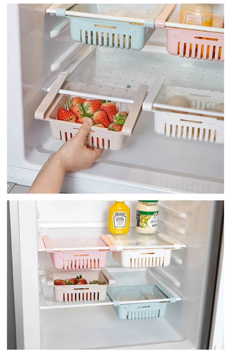 Hanging Refrigerator Storage Basket Adjustable Fresh-keeping Save Space Storage Box Fruit Egg Vegeta Refrigerator Organizer