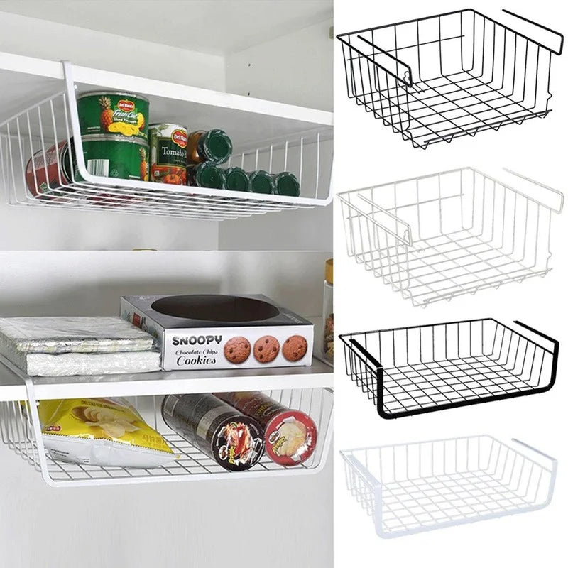 Home Storage Basket Kitchen Multifunctional  Rack Under Cabinet  Shelf  Wire  Organizer basket