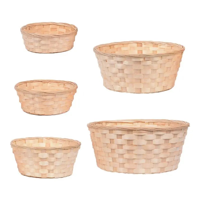 Bamboo Woven Bread Basket Fruit Vegetables Egg Storage Basketry Snacks Container