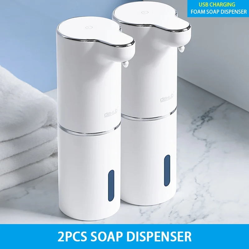 Automatic Foam Soap Dispensers Bathroom Smart Washing Hand Machine With USB Charging White High Quality ABS Material