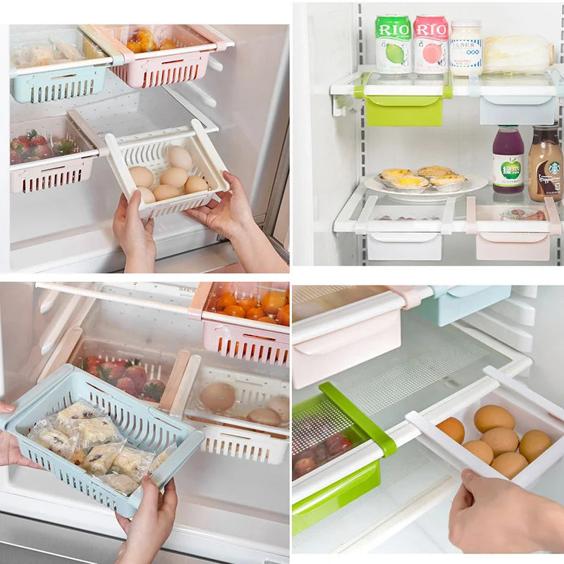 Hanging Refrigerator Storage Basket Adjustable Fresh-keeping Save Space Storage Box Fruit Egg Vegeta Refrigerator Organizer