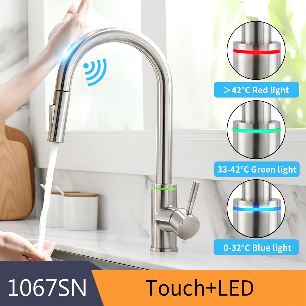 Smart Touch Kitchen Faucets Crane For Sensor Kitchen Water Tap Sink Mixer Rotate Touch Faucet Sensor Water Mixer KH-1005