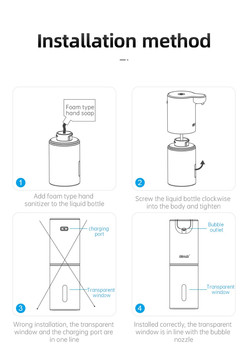 Automatic Foam Soap Dispensers Bathroom Smart Washing Hand Machine With USB Charging White High Quality ABS Material