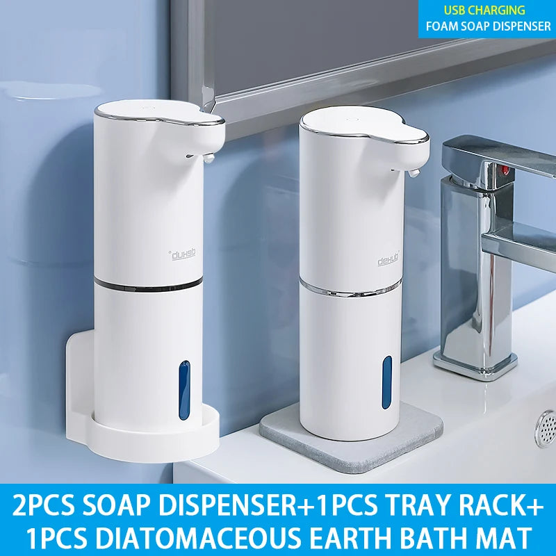 Automatic Foam Soap Dispensers Bathroom Smart Washing Hand Machine With USB Charging White High Quality ABS Material