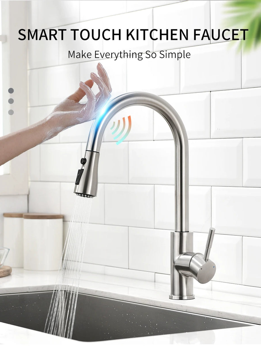 Smart Touch Kitchen Faucets Crane For Sensor Kitchen Water Tap Sink Mixer Rotate Touch Faucet Sensor Water Mixer KH-1005