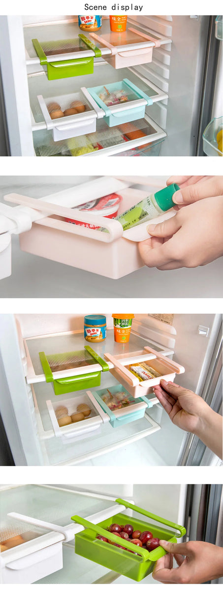 Hanging Refrigerator Storage Basket Adjustable Fresh-keeping Save Space Storage Box Fruit Egg Vegeta Refrigerator Organizer