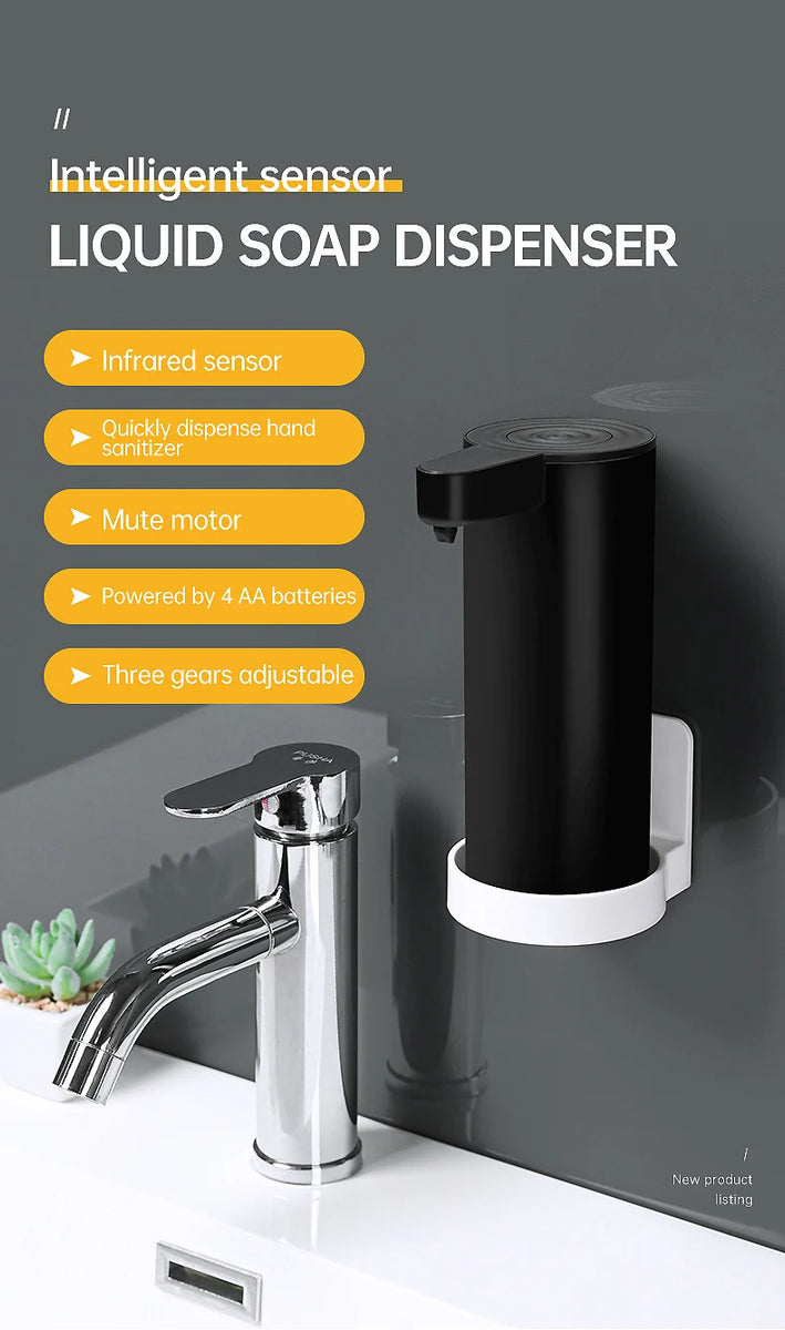 Black Sensor Non-contact Liquid Soap Dispenser for Kitchen Automatic Washing Hand Machine Washer Shampoo Detergent Dispenser