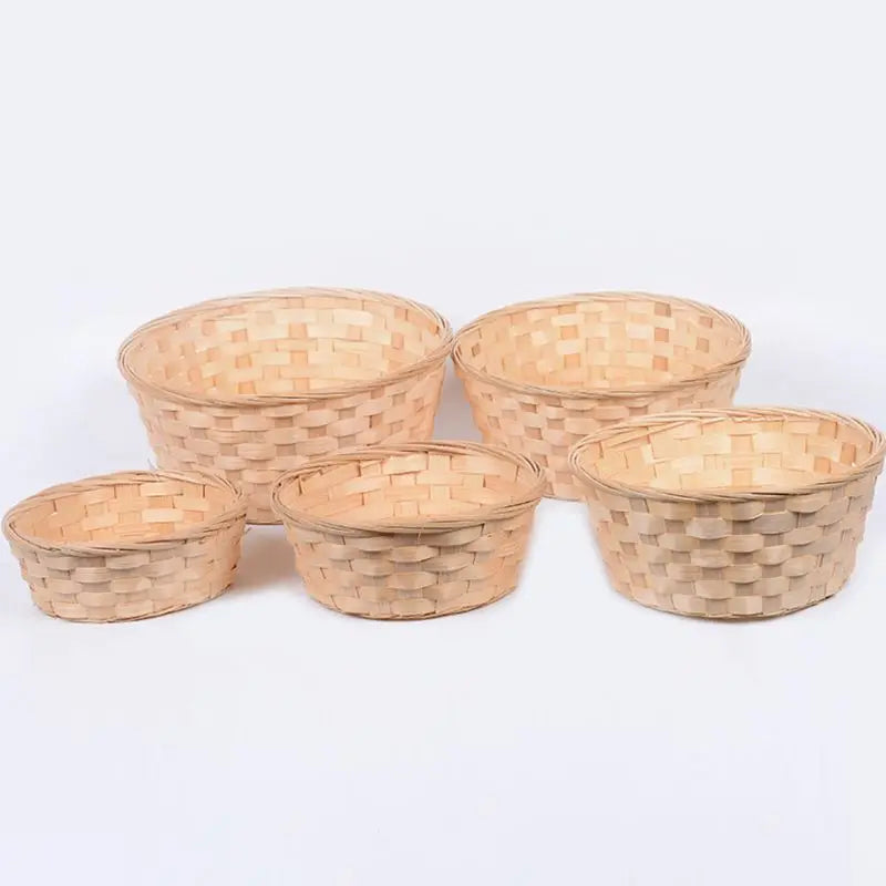 Bamboo Woven Bread Basket Fruit Vegetables Egg Storage Basketry Snacks Container