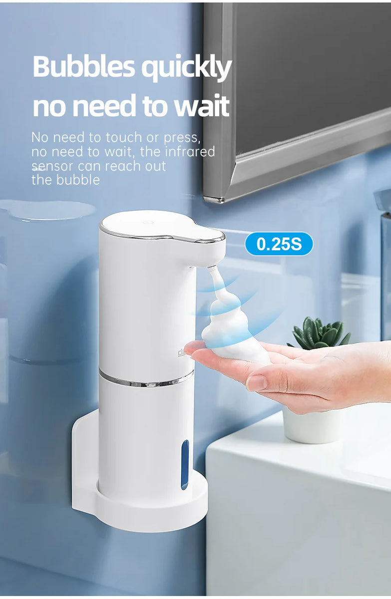 Automatic Foam Soap Dispensers Bathroom Smart Washing Hand Machine With USB Charging White High Quality ABS Material