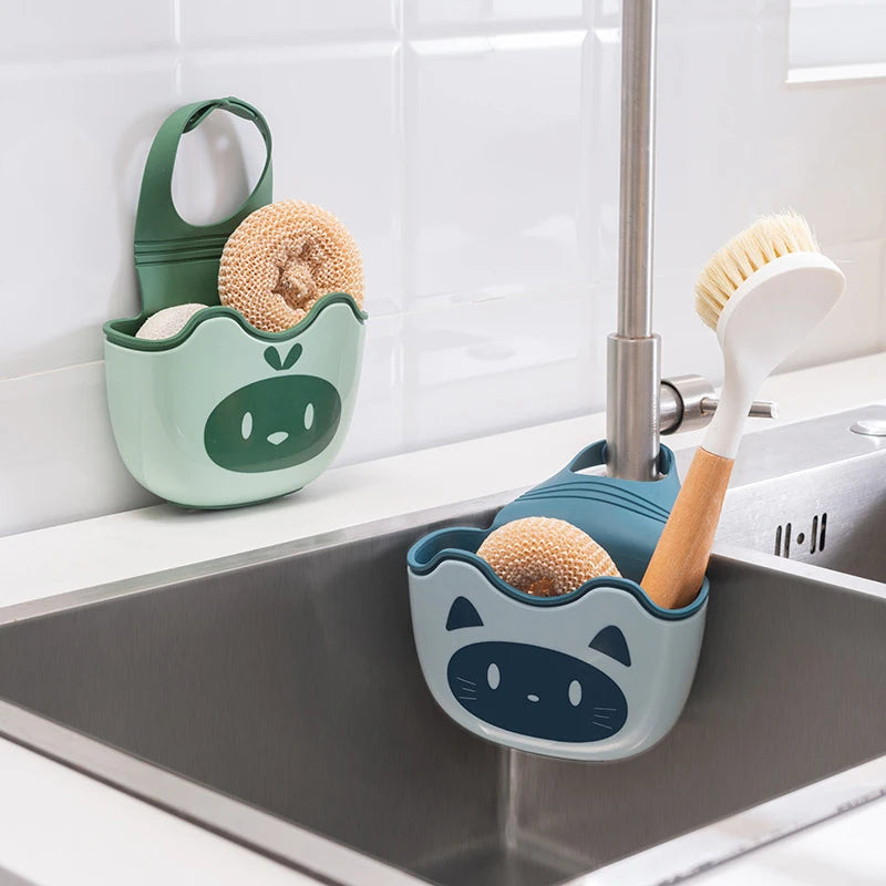 Home Storage Drain Basket Kitchen Sink Holder Adjustable Soap Sponge Shlf Hanging Drain Basket Bag Kitchen Accessories