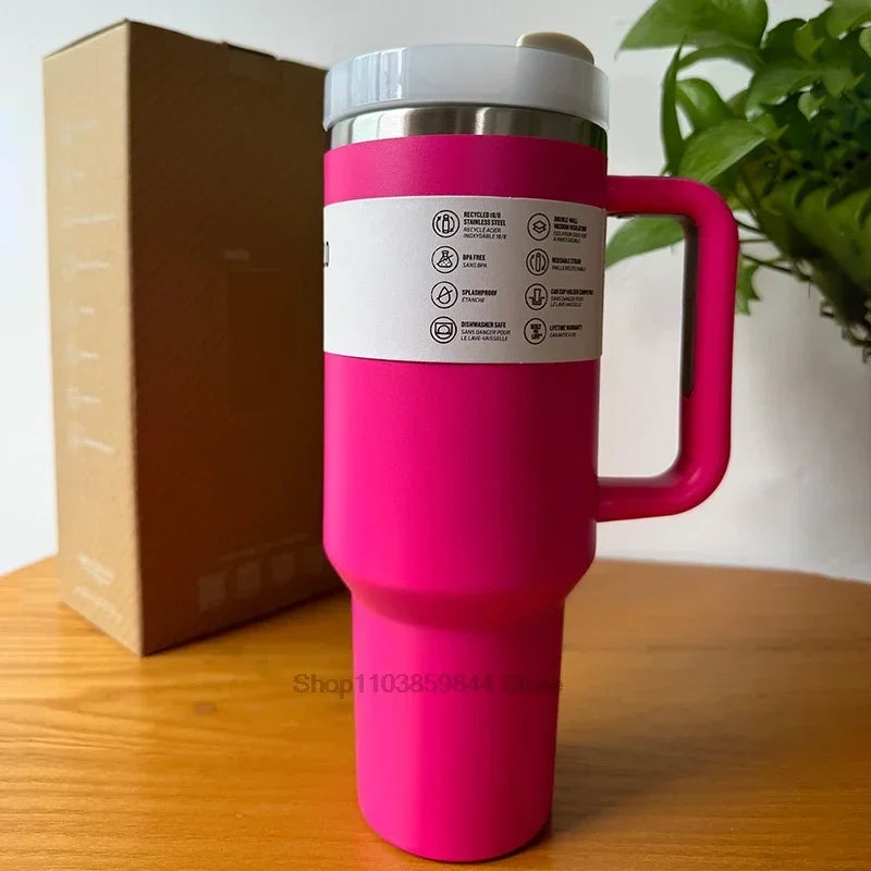 Tumbler Handle Lid Straw Thermos Cup Silicone Boot Stainless Steel Vacuum Insulated Iced Travel For StanIeys Coffee Mug