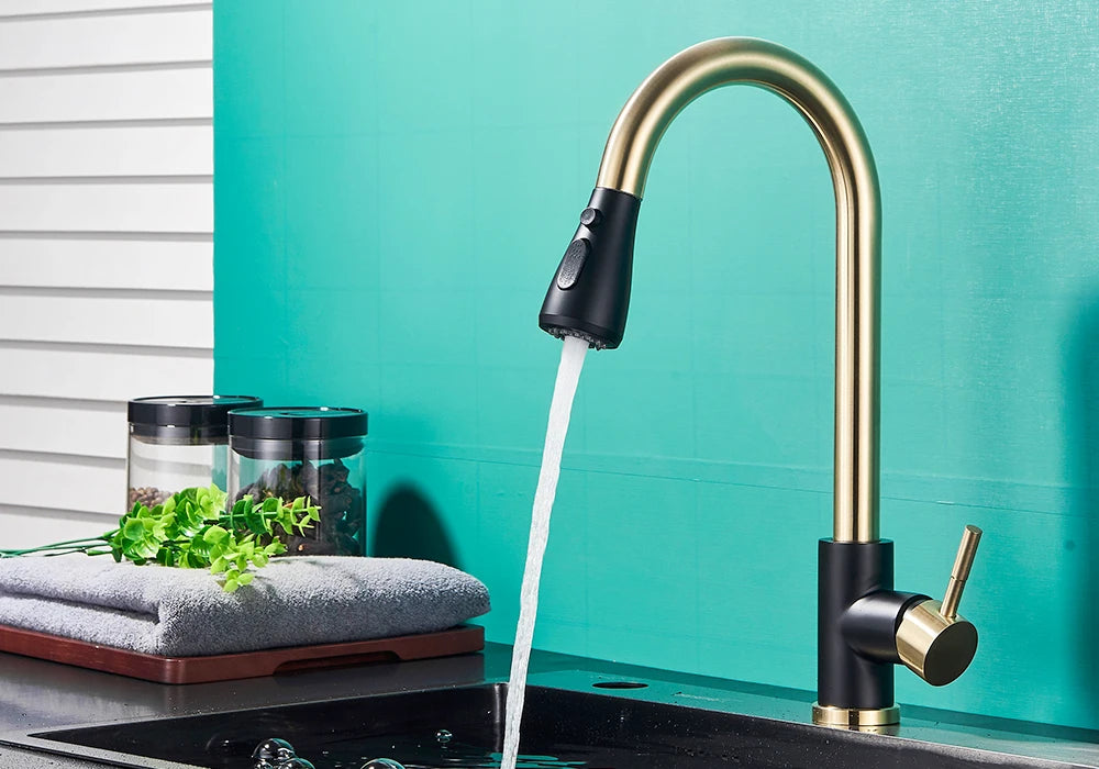 Pull Out Kitchen Faucet 2-way Sprayer Water Tap Single Handle Mixer Tap 360 Rotation Hot Cold Water Tap For Kitchen