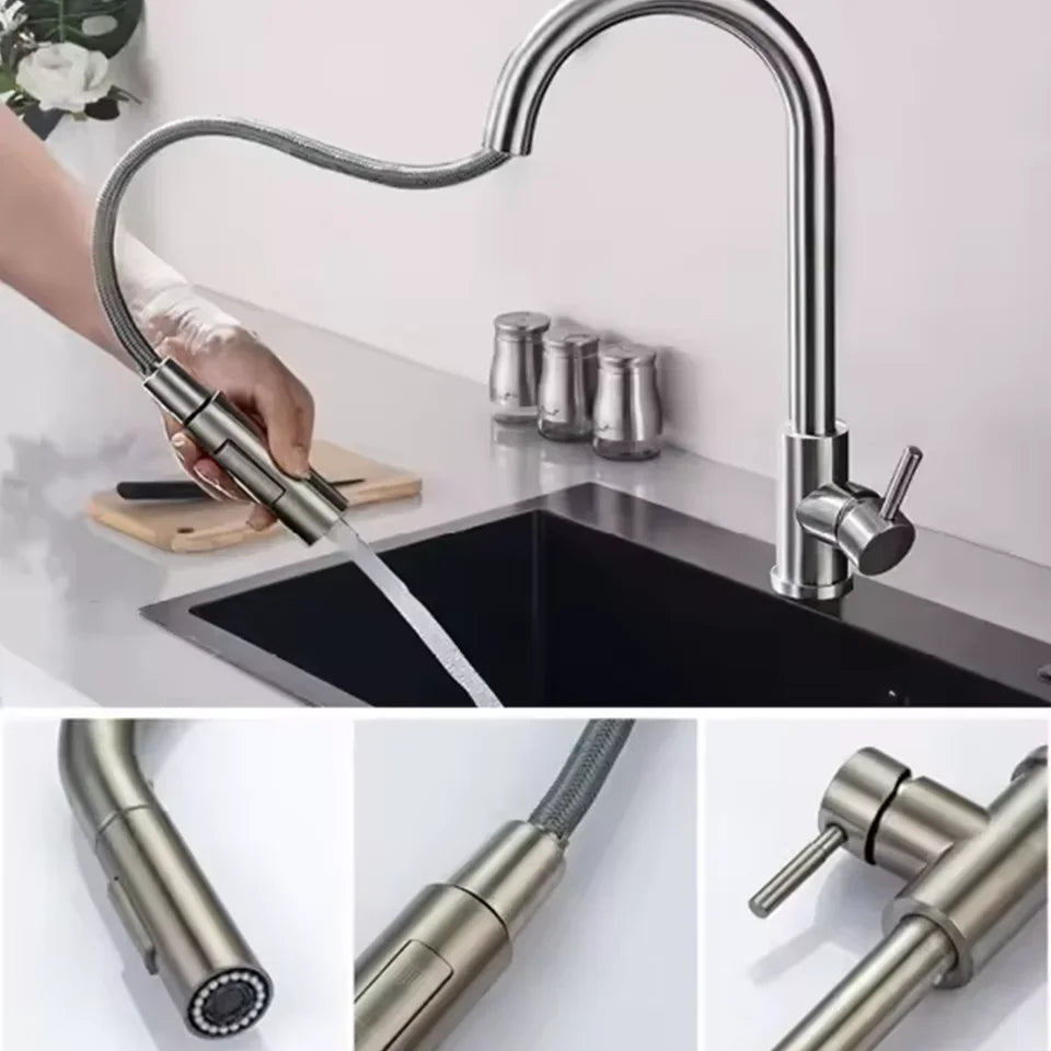 G1/2 Kitchen Faucet Black Surface Water Faucet Kitchen Sink Faucet Pull-out Kitchen Faucet Single Hole Tap