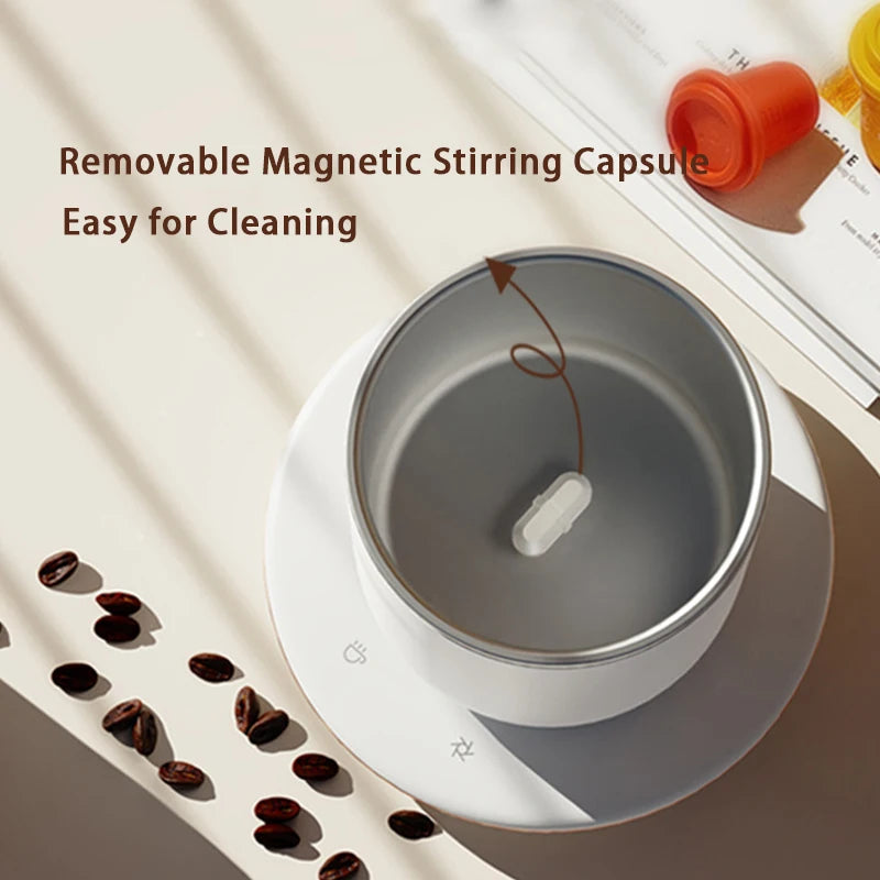 2 in 1 Coffee Cup Warmer Automatic Magnetic Stirring Mug for Home Office USB Electric Mixing Cup Beverage Warmer Heating Plate