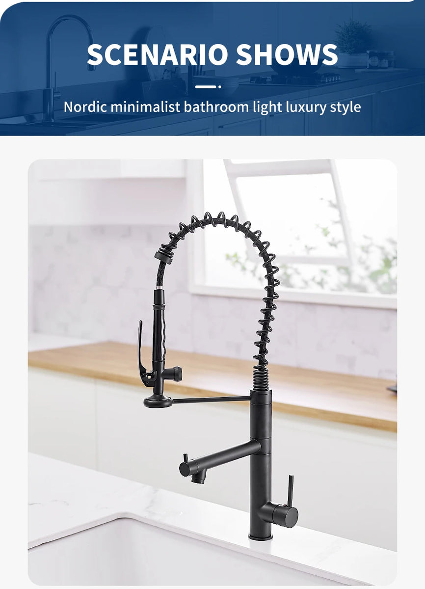 Black Kitchen Faucet Chrome Brass Tall kitchen faucet mixer Sink Faucet Pull Down Spray Single Handle Swivel Spout Mixer Taps