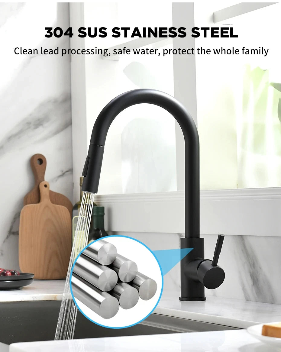 G1/2 Kitchen Faucet Black Surface Water Faucet Kitchen Sink Faucet Pull-out Kitchen Faucet Single Hole Tap