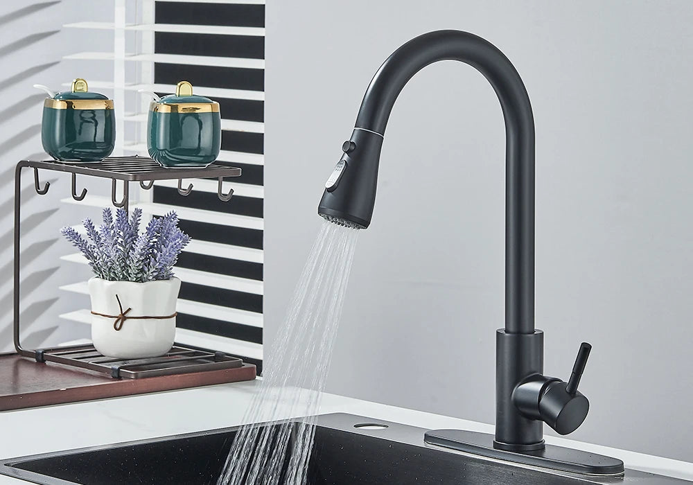 Pull Out Kitchen Faucet 2-way Sprayer Water Tap Single Handle Mixer Tap 360 Rotation Hot Cold Water Tap For Kitchen