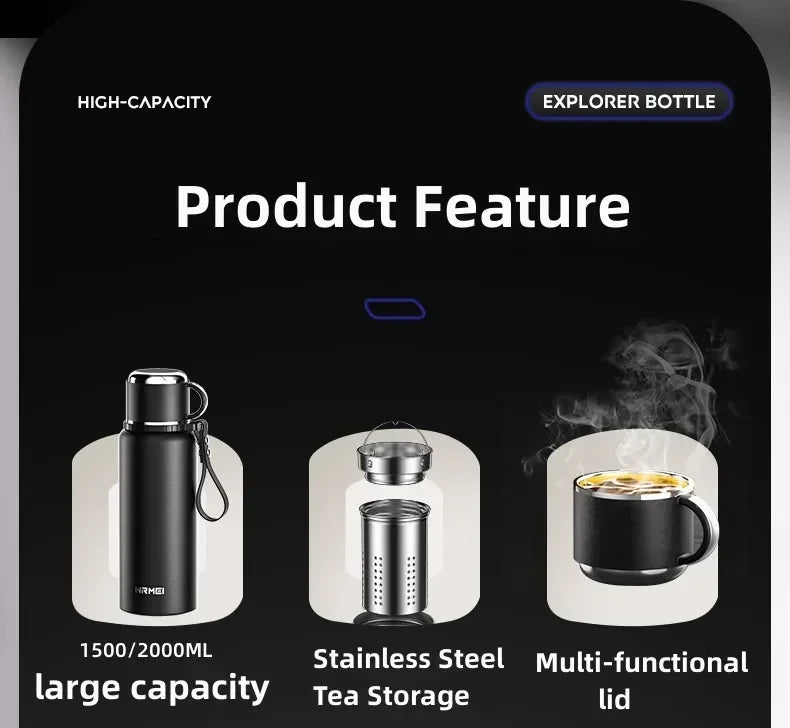 Stainless Steel Vacuum Thermos Portable High Appearance Large Capacity for Hot Coffee Vacuum Thermal Water Bottle Insulated Cup