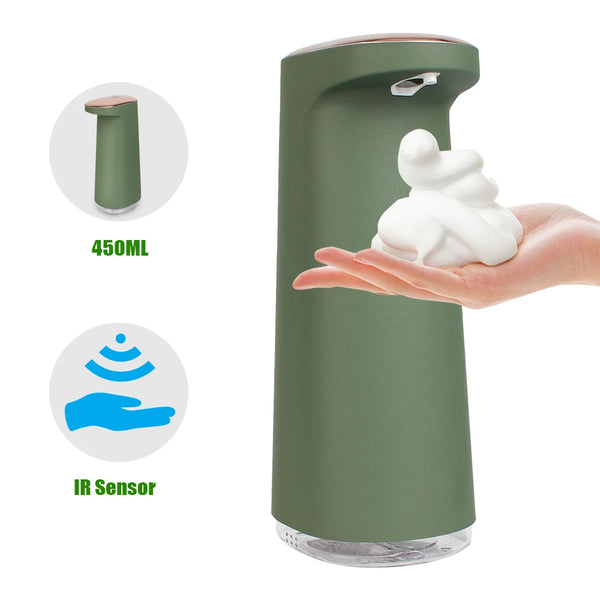 450ML Foam Liquid Soap Dispenser Hand Free USB Rechargeable Portable Touchless Automatic Foaming For Bathroom Kitchen