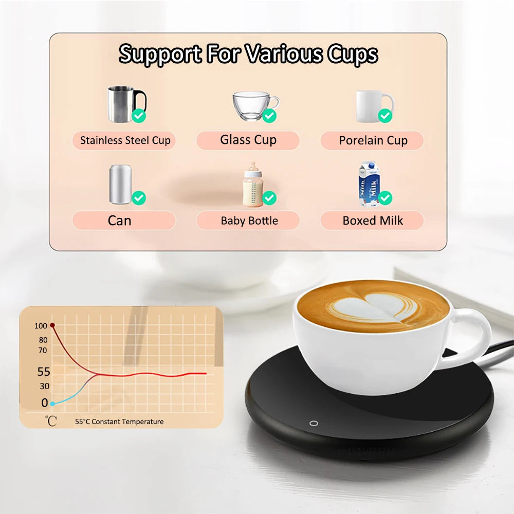 Cup Heater USB Coffee Mug Warmer Milk Tea Water Electric Heating Pad Thermostatic Coasters Cup Warmer For Home Office Cup Heater