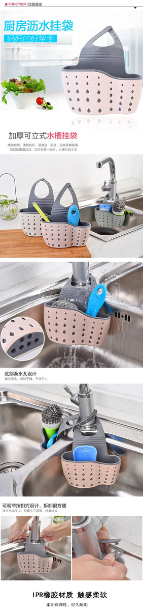 Kitchen Sink Drainage Basket Hanging Bag Faucet Sponge Shelf Dishwashing Dishwashing Sink Hole-free Storage Hanging Basket