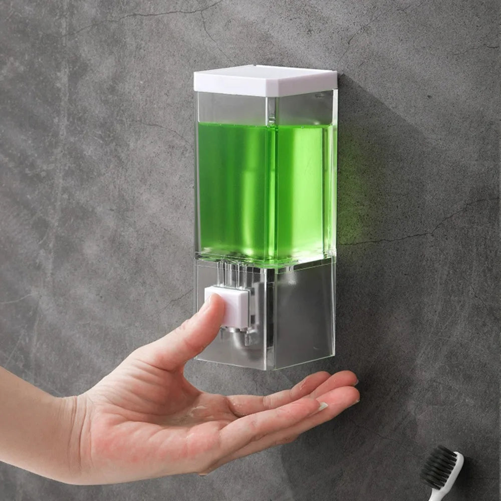 Non-punching Manual Press Soap Dispenser Wall Hanging Traceless Paste Disinfectant Bottle Bathroom Transparent Soap Dispenser