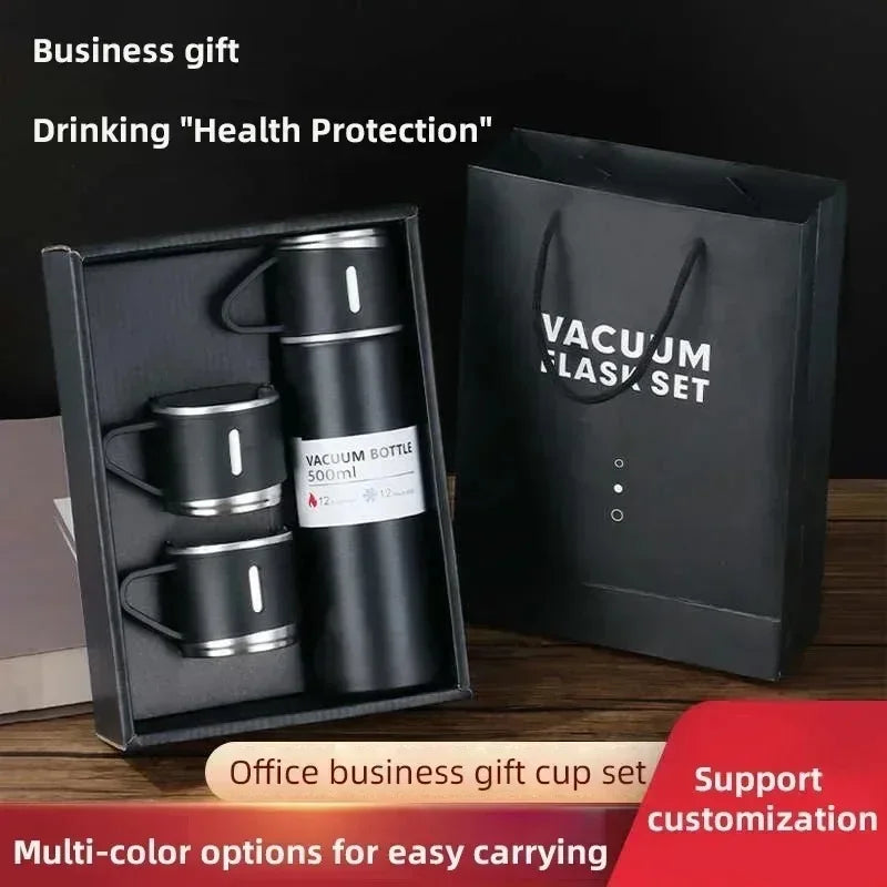 Portable 304 Stainless Steel Vacuum Insulated Bottle Gift Set Office Business Style Coffee Mug Thermos Bottle Flask Carafe