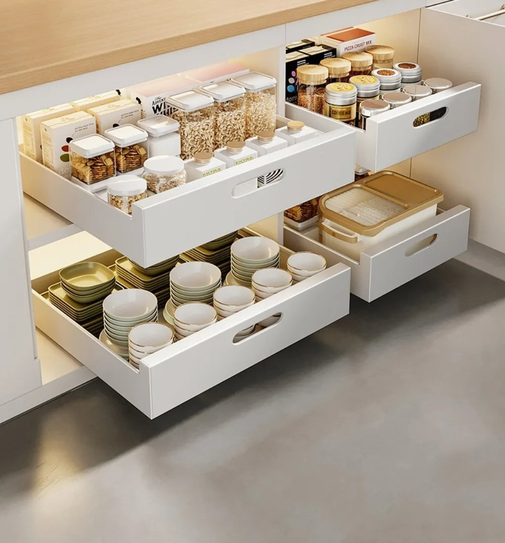 In-Cabinet Drawers Shelf Kitchen Storage Pull Out Bottles Jars Basket Layered Spice Dish Plate Under Sink Boxes Home Organizater