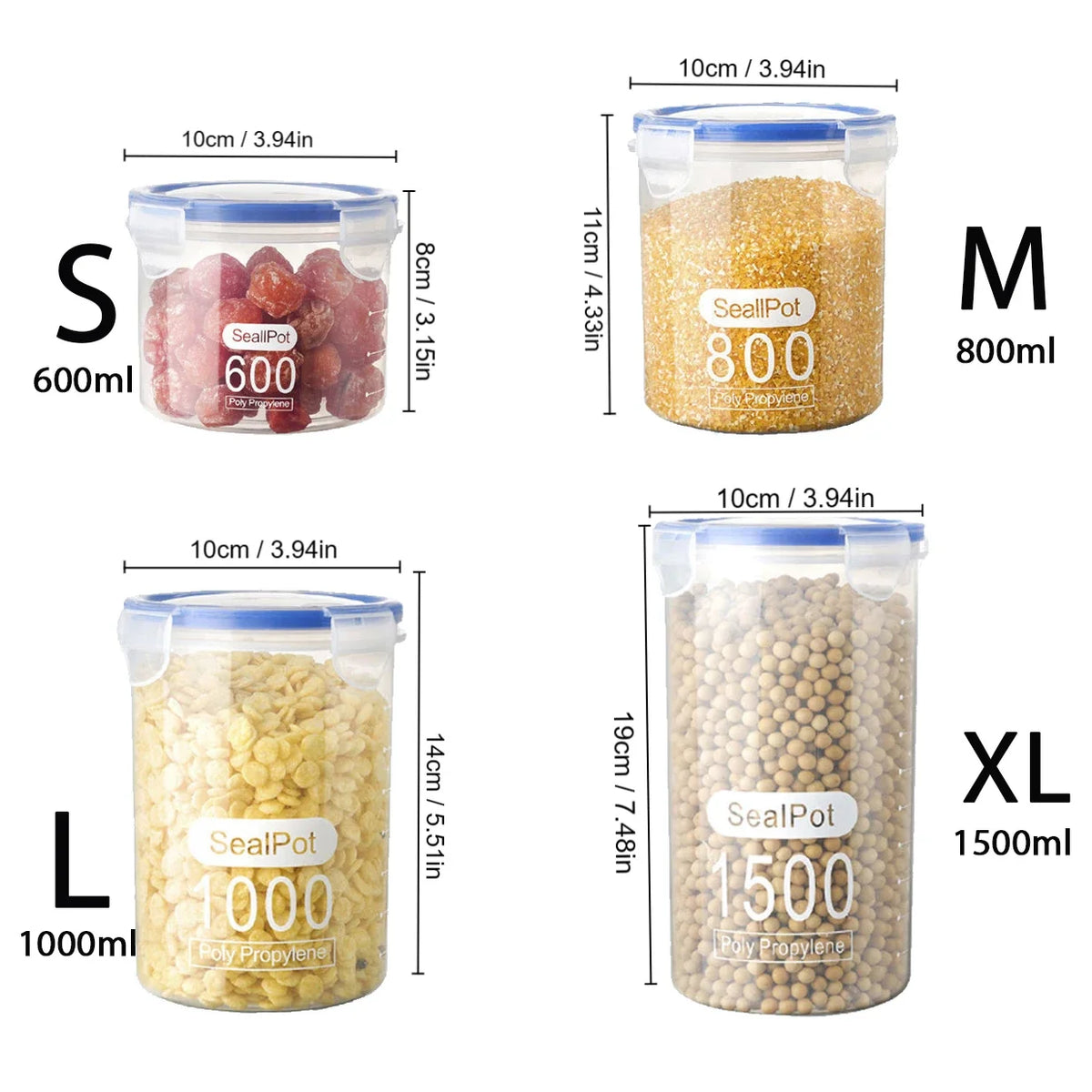 Sealed Storage Box Transparent Kitchen Food Grain Organizer Storage Tank Plastic Large Capacity Moisture-proof Sealed Jars