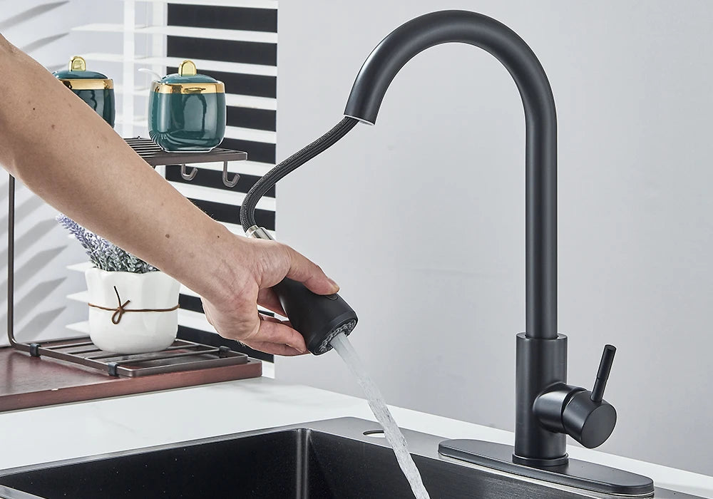 Pull Out Kitchen Faucet 2-way Sprayer Water Tap Single Handle Mixer Tap 360 Rotation Hot Cold Water Tap For Kitchen