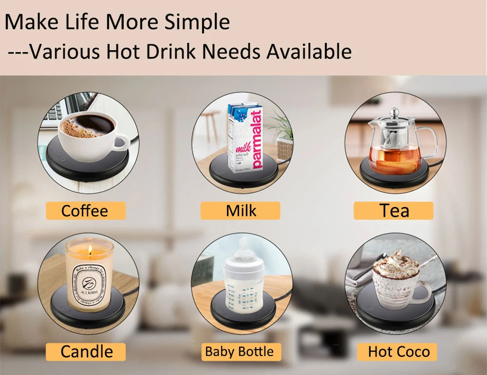 Cup Heater USB Coffee Mug Warmer Milk Tea Water Electric Heating Pad Thermostatic Coasters Cup Warmer For Home Office Cup Heater