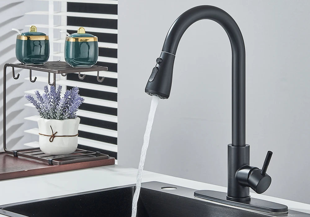 Pull Out Kitchen Faucet 2-way Sprayer Water Tap Single Handle Mixer Tap 360 Rotation Hot Cold Water Tap For Kitchen