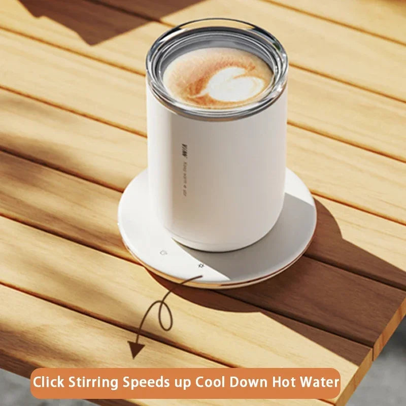 2 in 1 Coffee Cup Warmer Automatic Magnetic Stirring Mug for Home Office USB Electric Mixing Cup Beverage Warmer Heating Plate