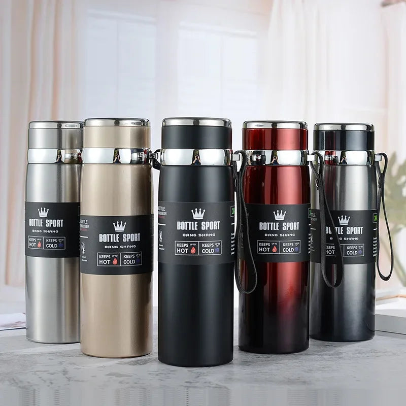 1000ml Thermal Water Bottle Thermos Vacuum Flask Double Stainless Steel Coffee Tea Insulated Cup Leakage-proof for Office