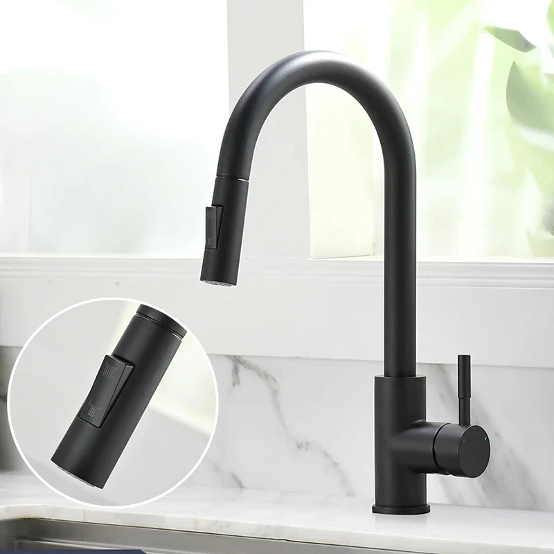 G1/2 Kitchen Faucet Black Surface Water Faucet Kitchen Sink Faucet Pull-out Kitchen Faucet Single Hole Tap