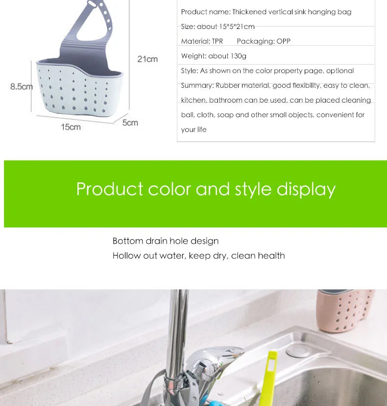 Kitchen Sink Holder Hanging Drain Basket Adjustable Soap Sponge Shelf Organizer Bathroom Faucet Holder Rack Kitchen Accessories