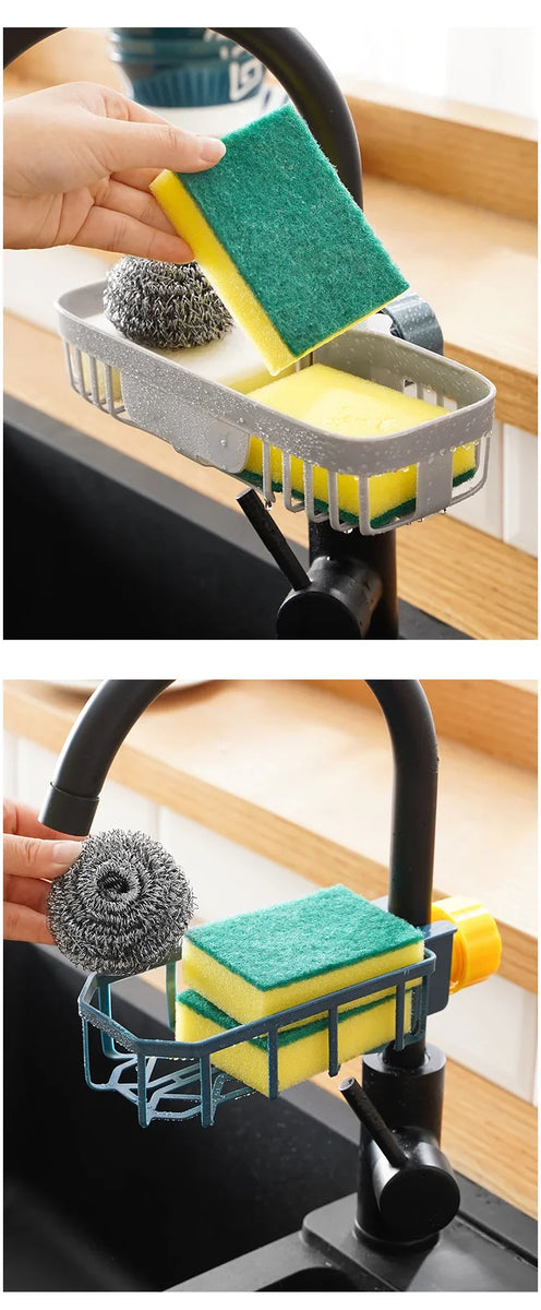 Adjustable Sink Drain Rack Sponge Storage Faucet Holder Soap Drainer Shelf Basket Organizer Kitchen Bathroom Accessories