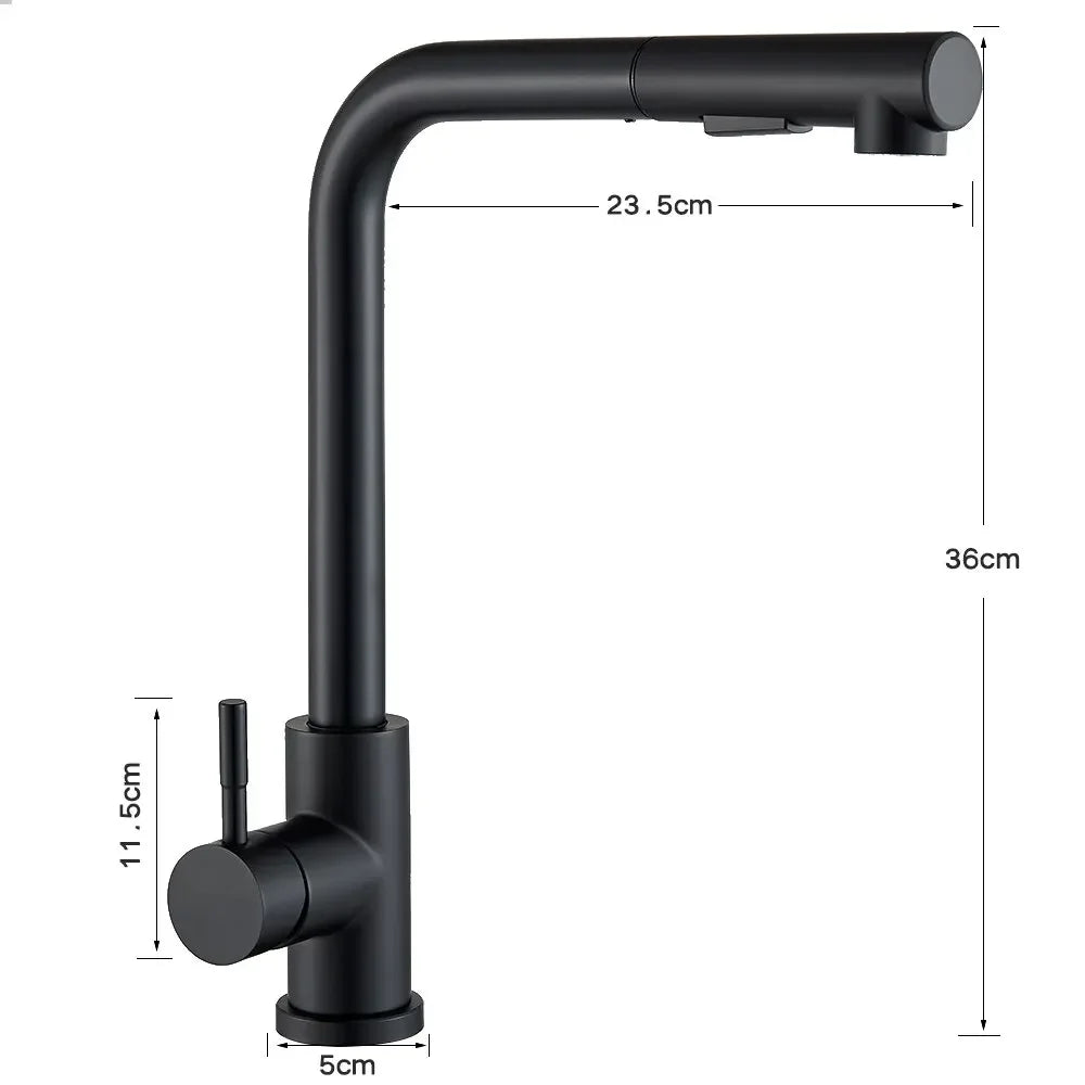 Pull Out Kitchen Sink Faucet Flexible 2 Modes Stream & Sprayer Nozzle Rotatable Faucets Stainless Steel Hot Cold Wate Mixer Tap