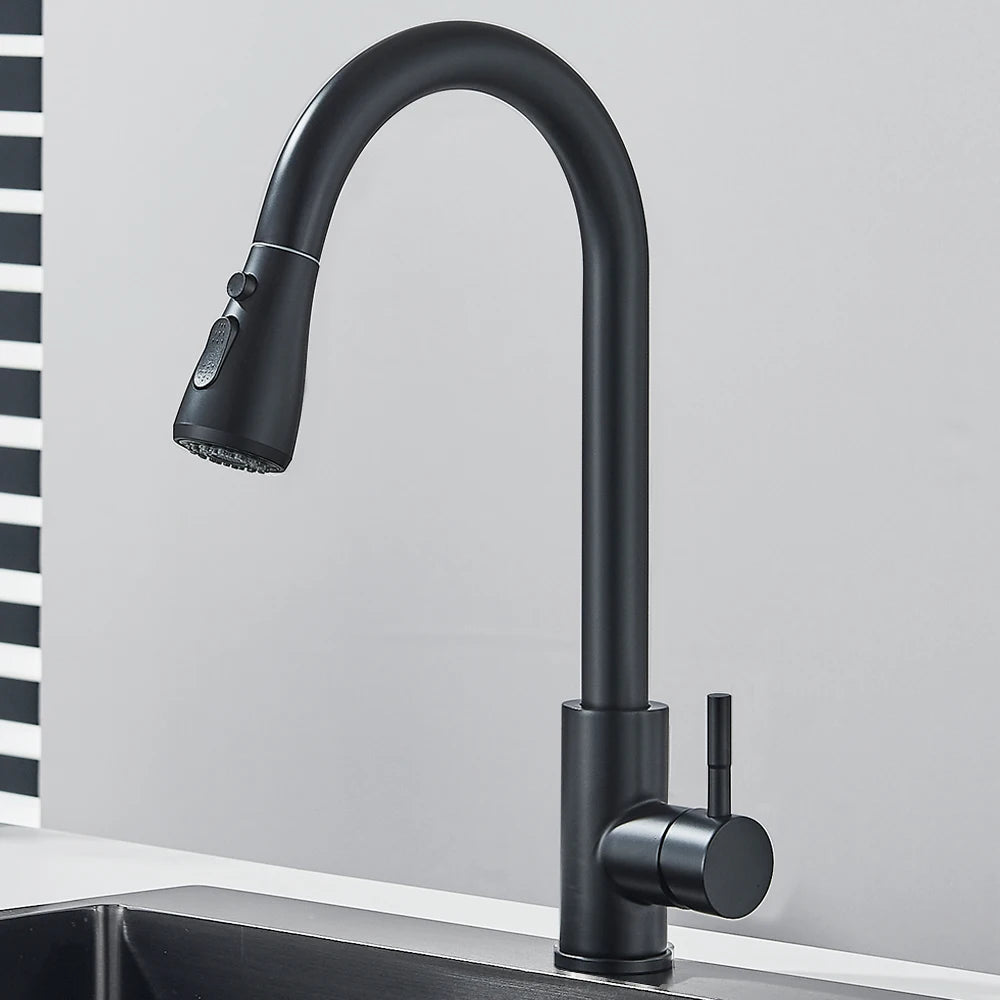 Pull Out Kitchen Faucet 2-way Sprayer Water Tap Single Handle Mixer Tap 360 Rotation Hot Cold Water Tap For Kitchen