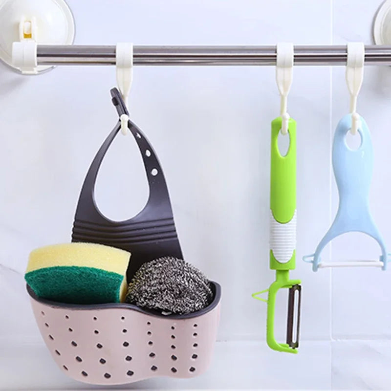 Kitchen Sink Holder Hanging Drain Basket Adjustable Soap Sponge Shelf Organizer Bathroom Faucet Holder Rack Kitchen Accessories