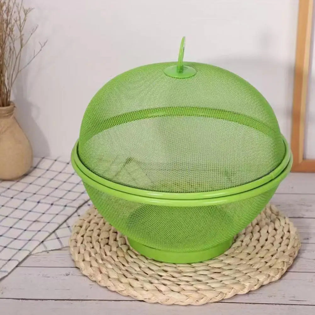 Mesh Fruit Basket with Lid Large Capacity Food Grade Prevent Fly Stainless Steel Kitchen Drain Basket Vegetables Fruit Holder