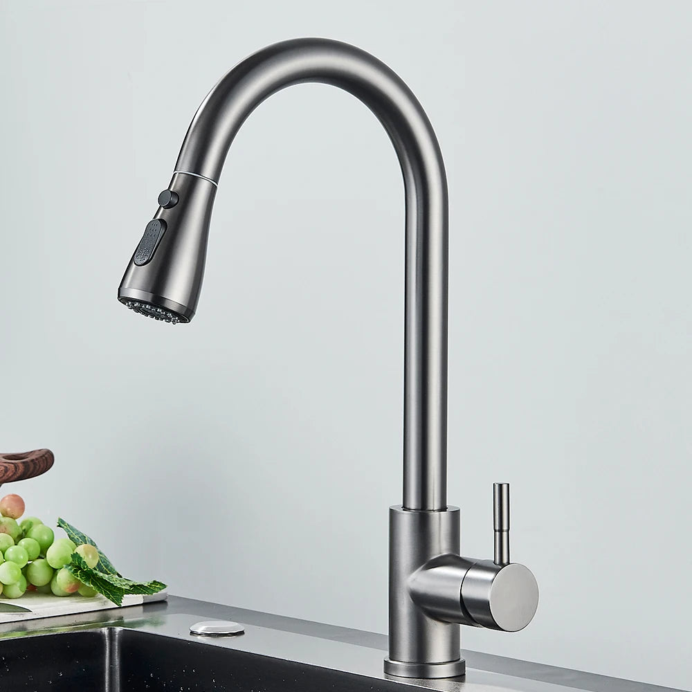 Pull Out Kitchen Faucet 2-way Sprayer Water Tap Single Handle Mixer Tap 360 Rotation Hot Cold Water Tap For Kitchen