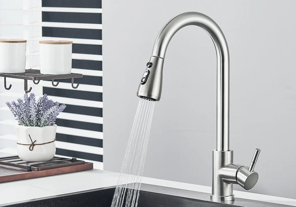 Pull Out Kitchen Faucet 2-way Sprayer Water Tap Single Handle Mixer Tap 360 Rotation Hot Cold Water Tap For Kitchen