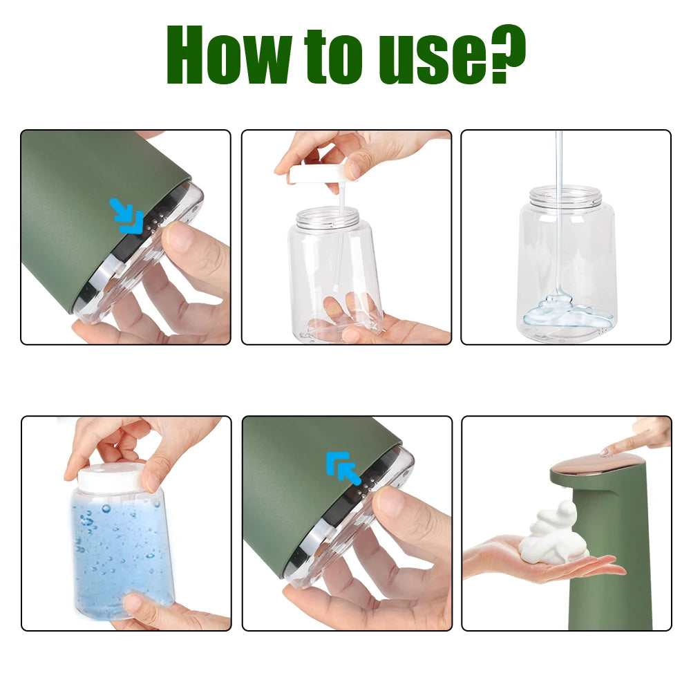 450ML Foam Liquid Soap Dispenser Hand Free USB Rechargeable Portable Touchless Automatic Foaming For Bathroom Kitchen