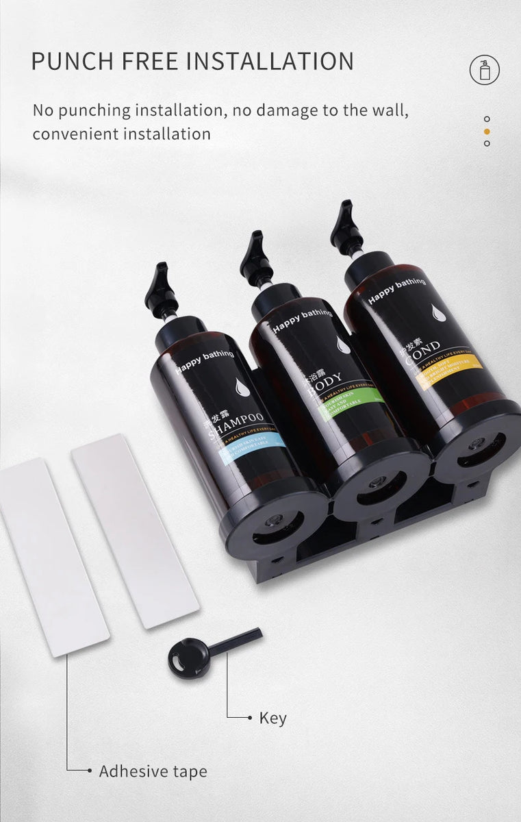 Hotel Shampoo and Shower Gel Separate Bottles Wall Mounted No Punching Hand Sanitizer Boxes Wall Mounted Manual Soap Dispensers