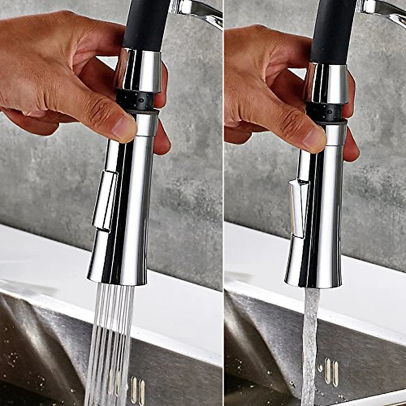 Brushed Nickel Rubber Kitchen Faucet Mixer Tap Rotation Pull Down Stream Sprayer Taps Hot Cold Water Tap One Handle Kitchen Tap