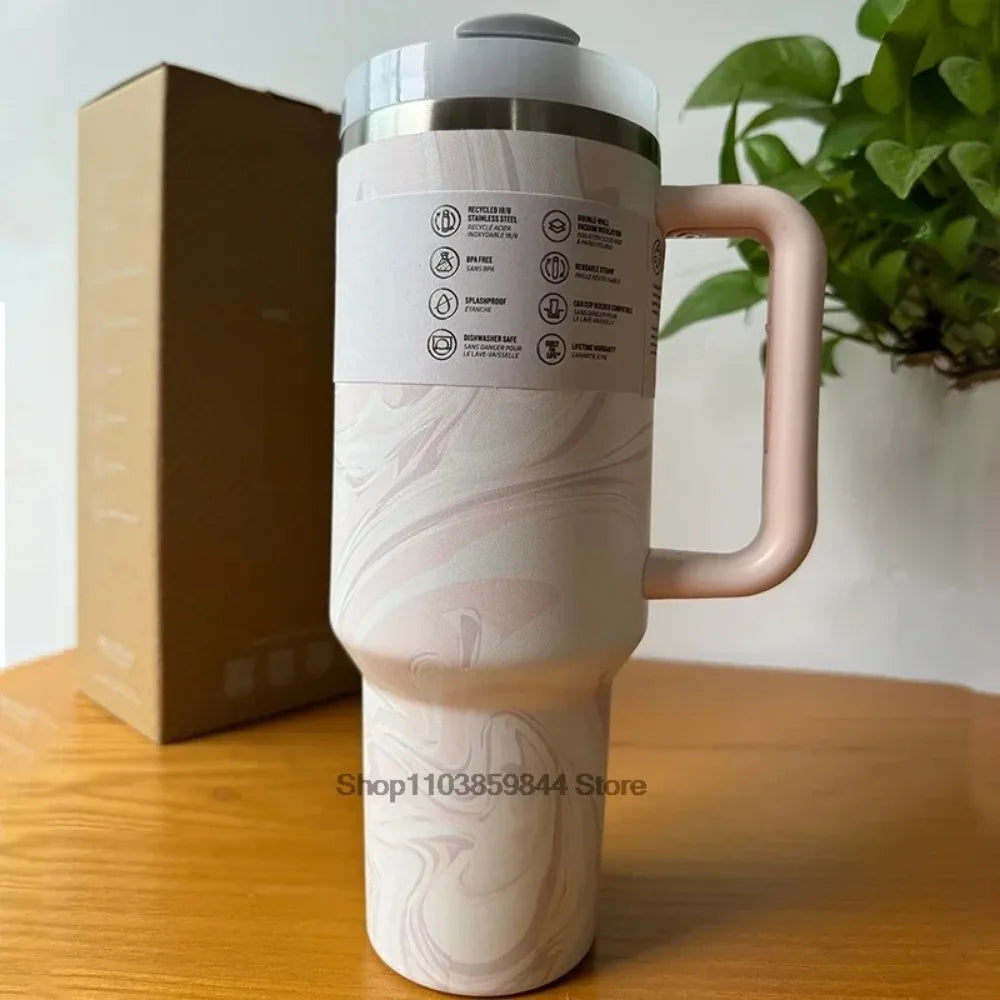 Tumbler Handle Lid Straw Thermos Cup Silicone Boot Stainless Steel Vacuum Insulated Iced Travel For StanIeys Coffee Mug