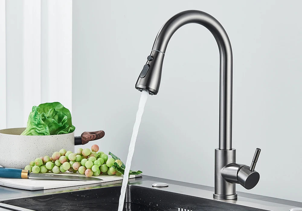 Pull Out Kitchen Faucet 2-way Sprayer Water Tap Single Handle Mixer Tap 360 Rotation Hot Cold Water Tap For Kitchen